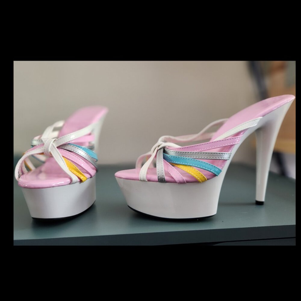 NEW Platform heels 6", size 44/11, never worn, white